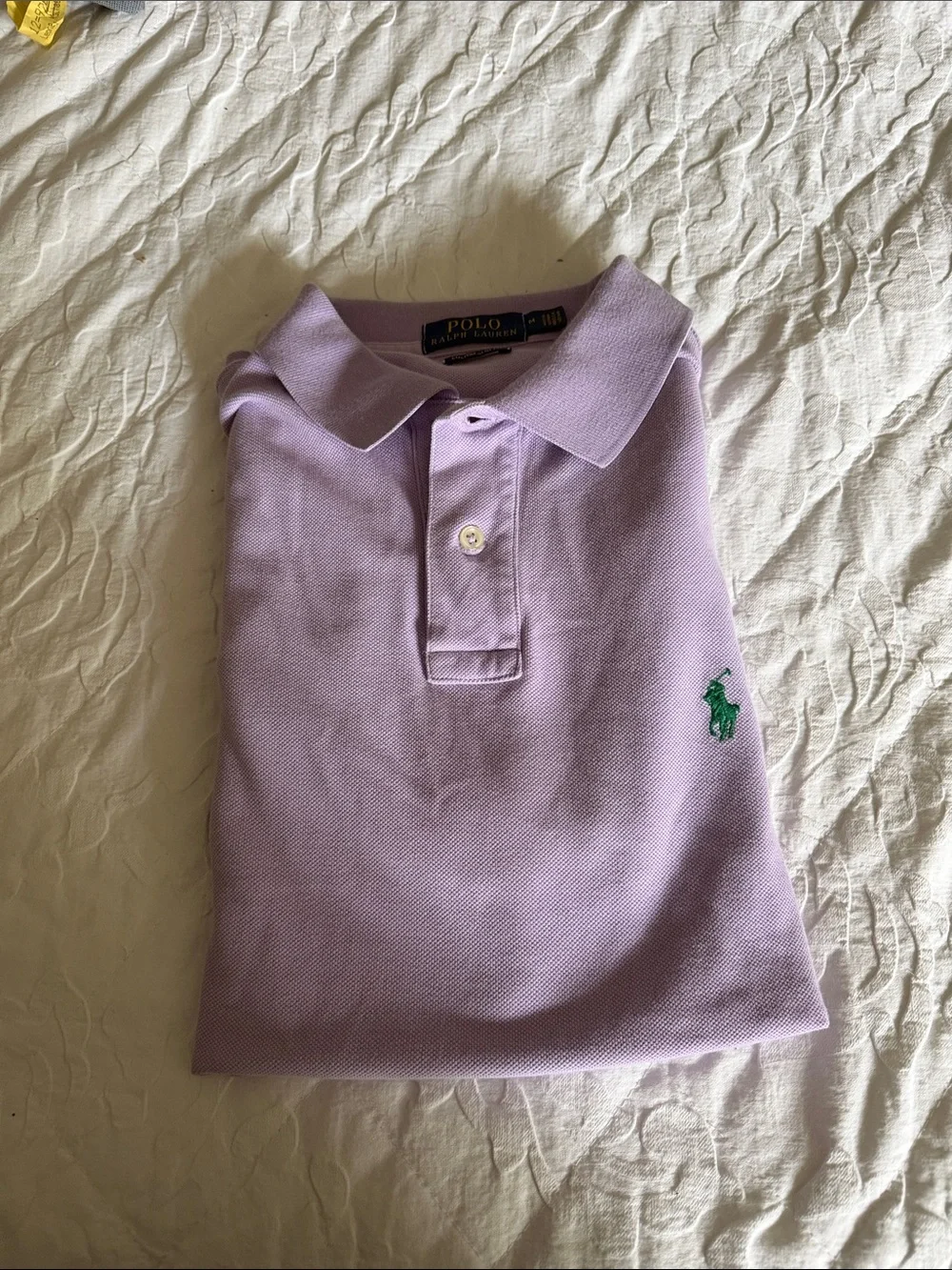 Ralph Lauren Lavender Polo with Green Pony M excellent condition